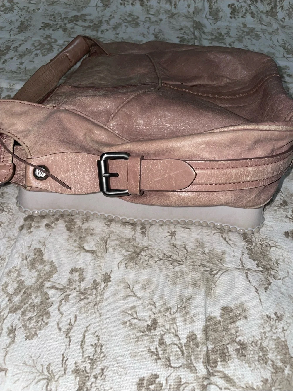 Francesco Biasia Metallic Rose Pink Leather Hobo Bag
